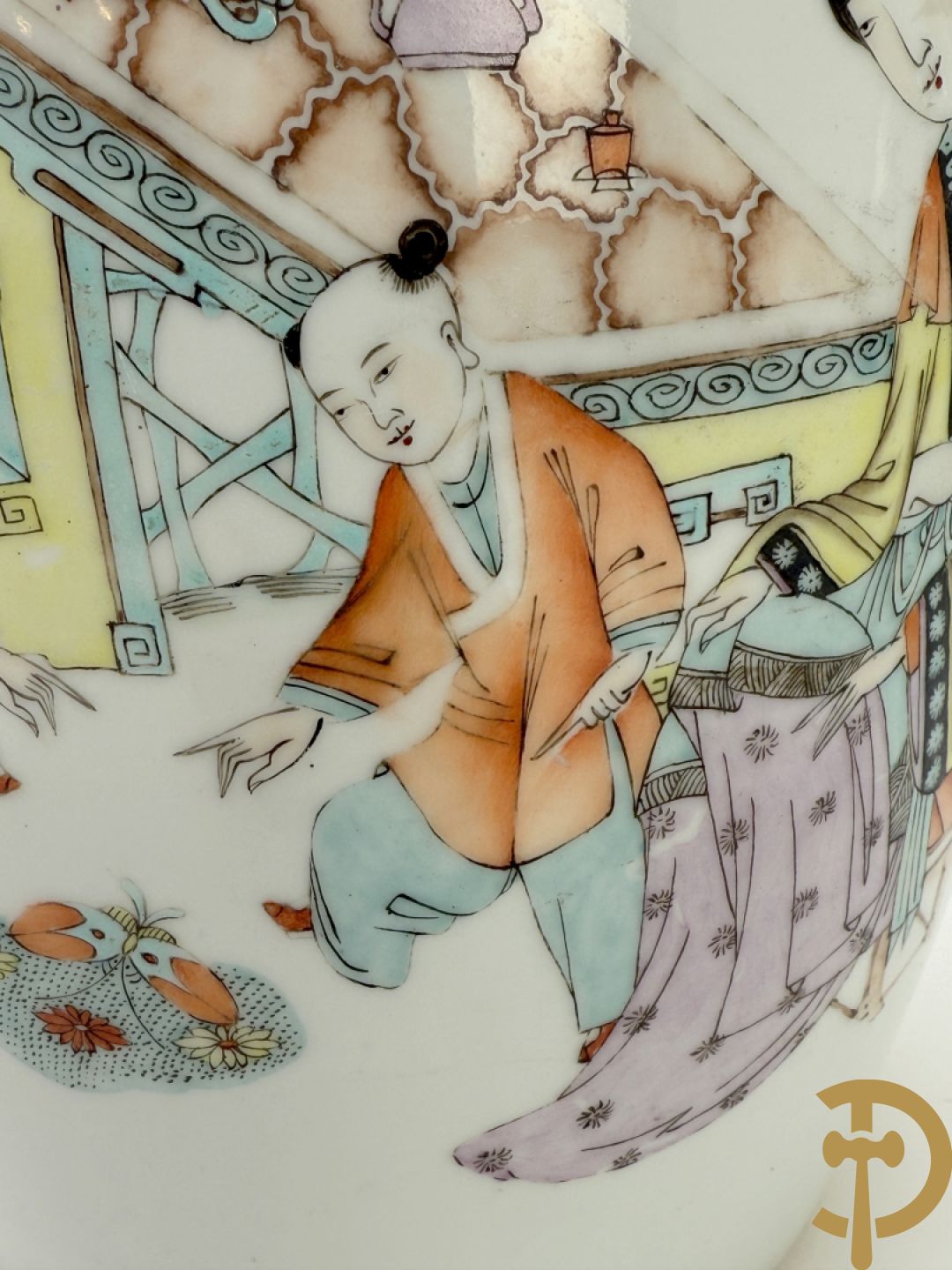 Chinese porseleinen dekselpotiche met vogel- en bloemendecor + Chinese porseleinen dekselkom met bloemen- en vogeldecor