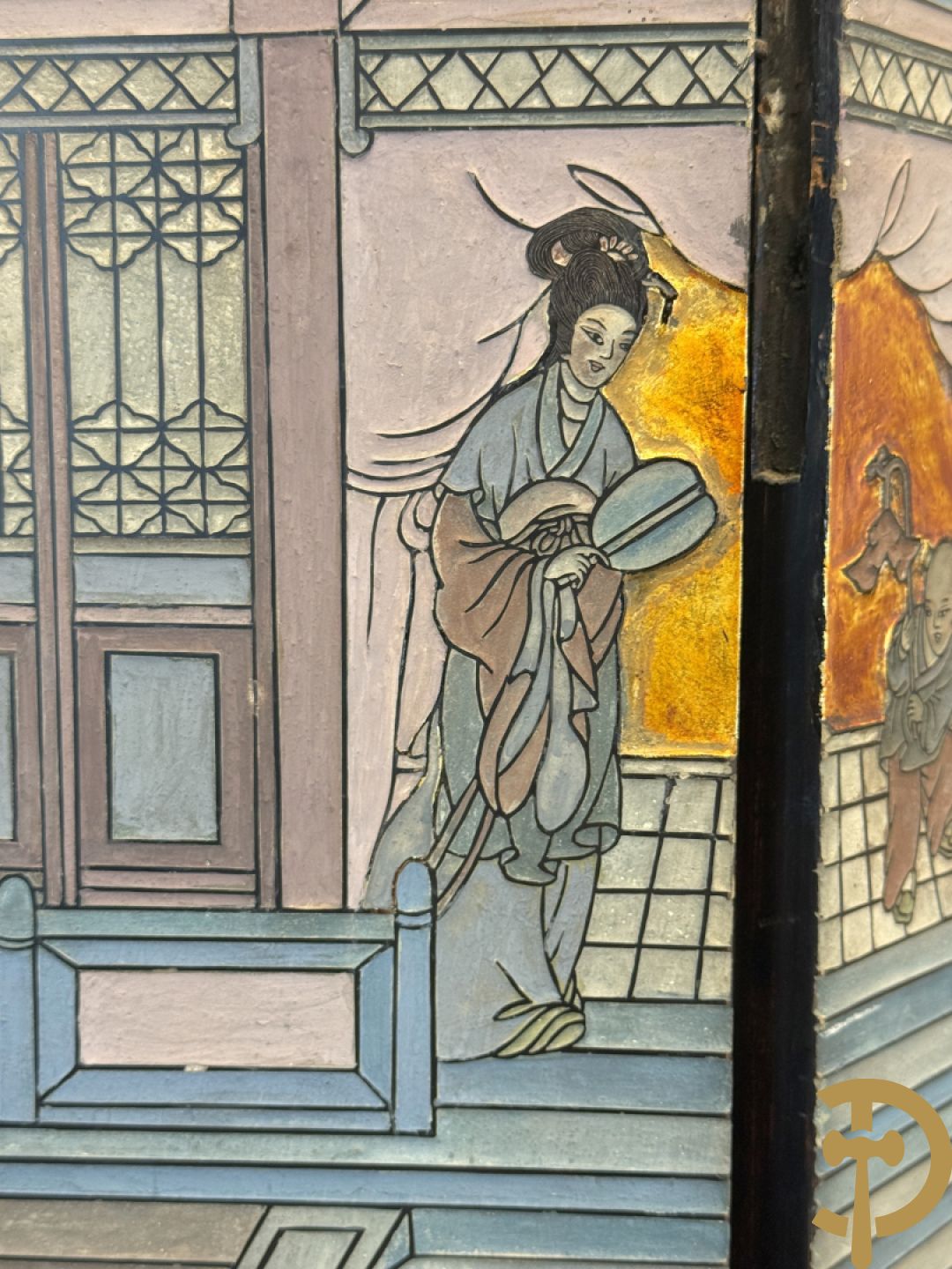 Vierdelige Chinese paravan met landschapsdecor