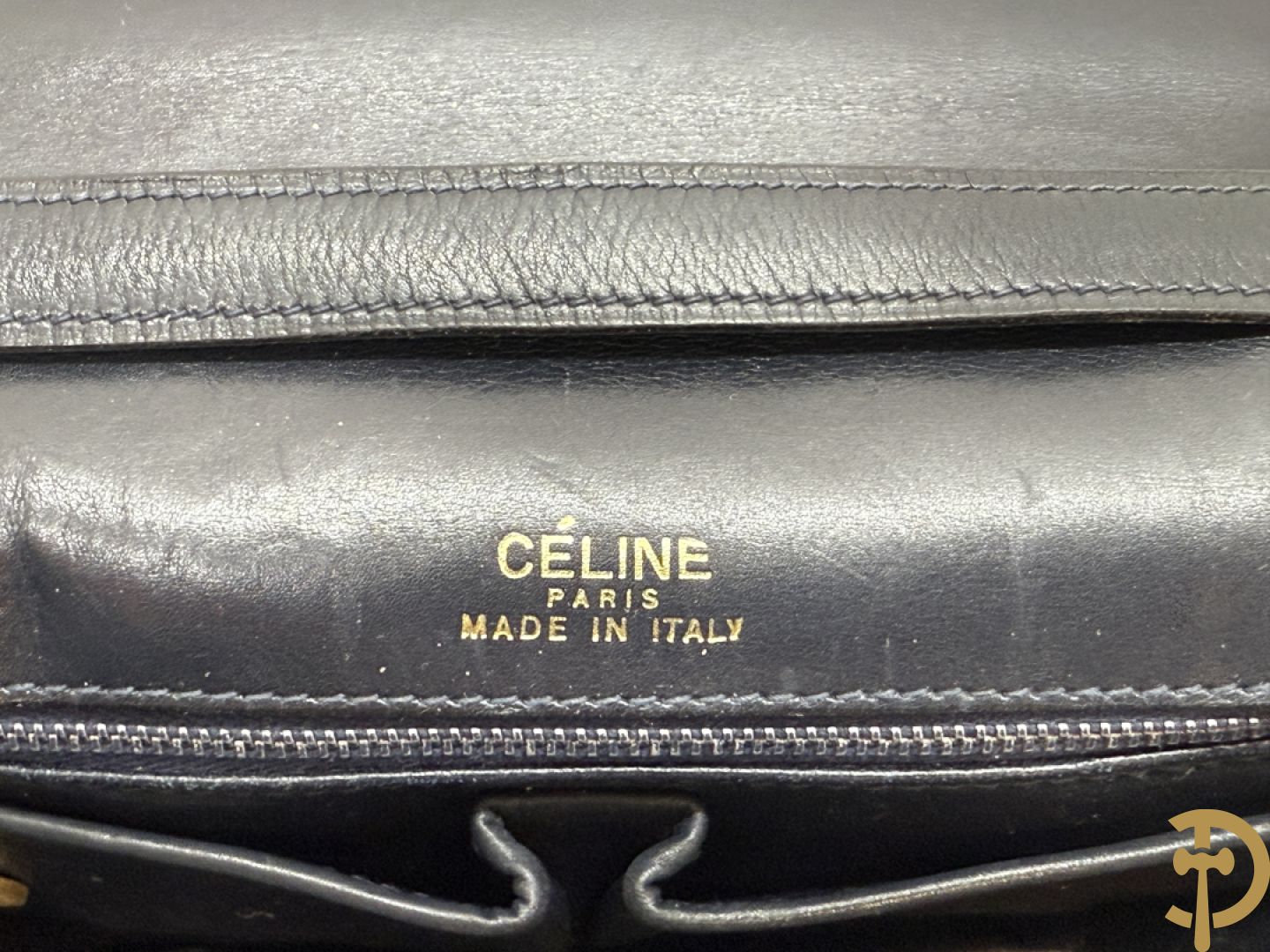 Blauw lederen vintage handtas van Celine