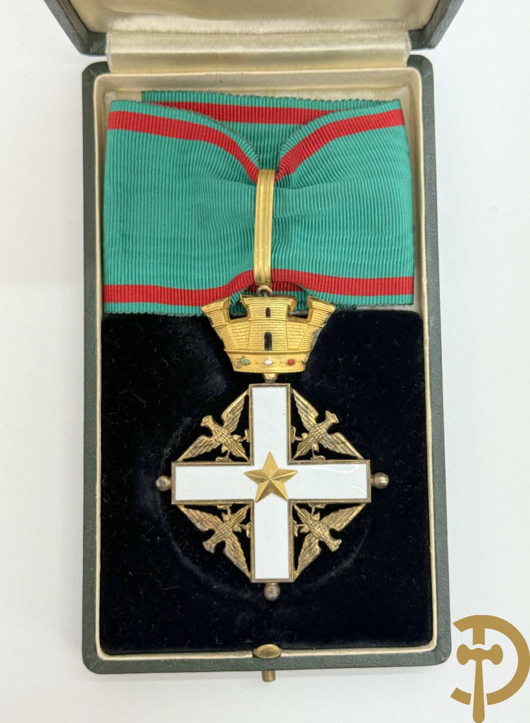 Groot ereteken in schrijn Ordine al Merito della Repubblica Italia Commendatore - met groen/rood lint