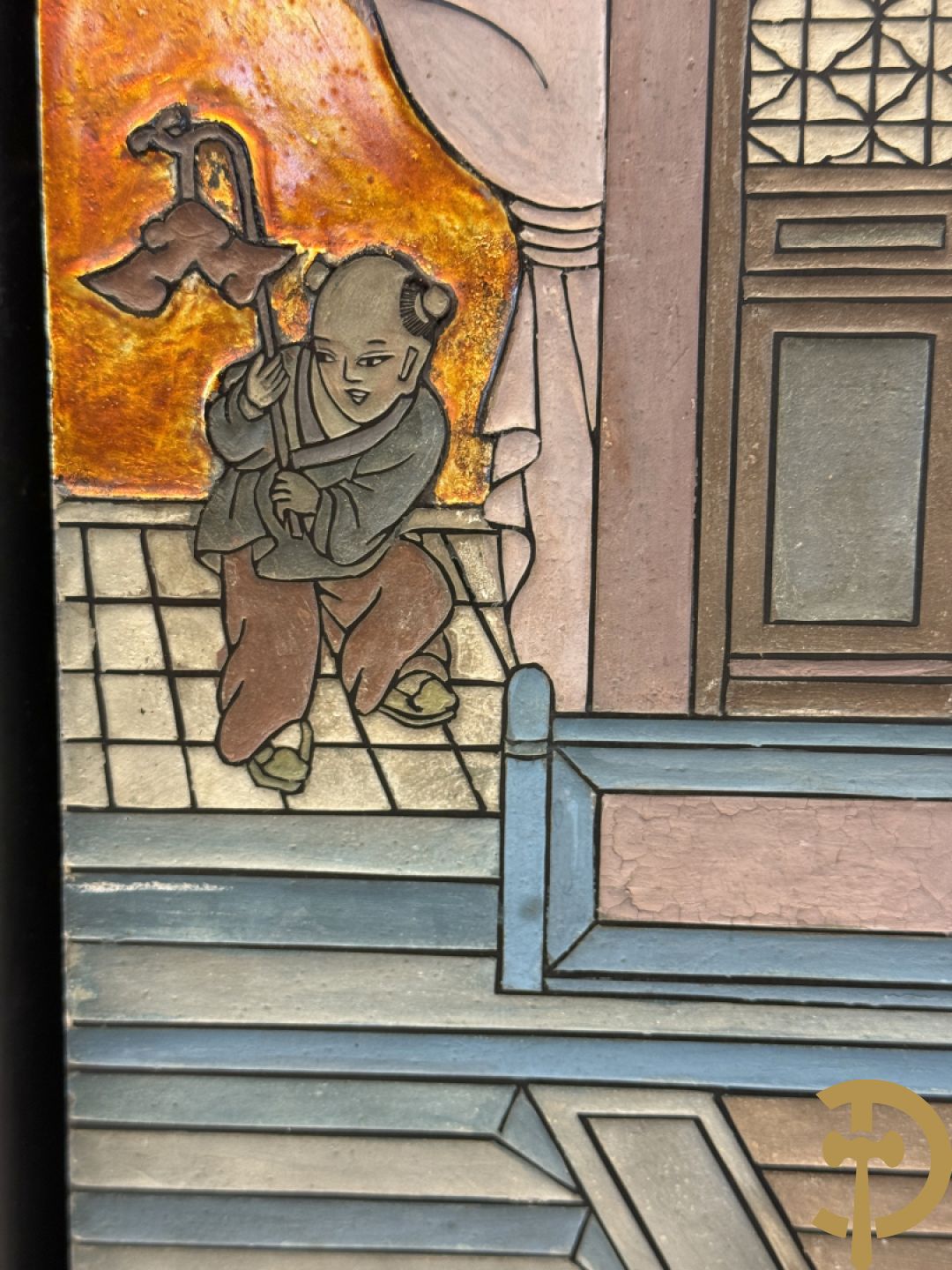 Vierdelige Chinese paravan met landschapsdecor