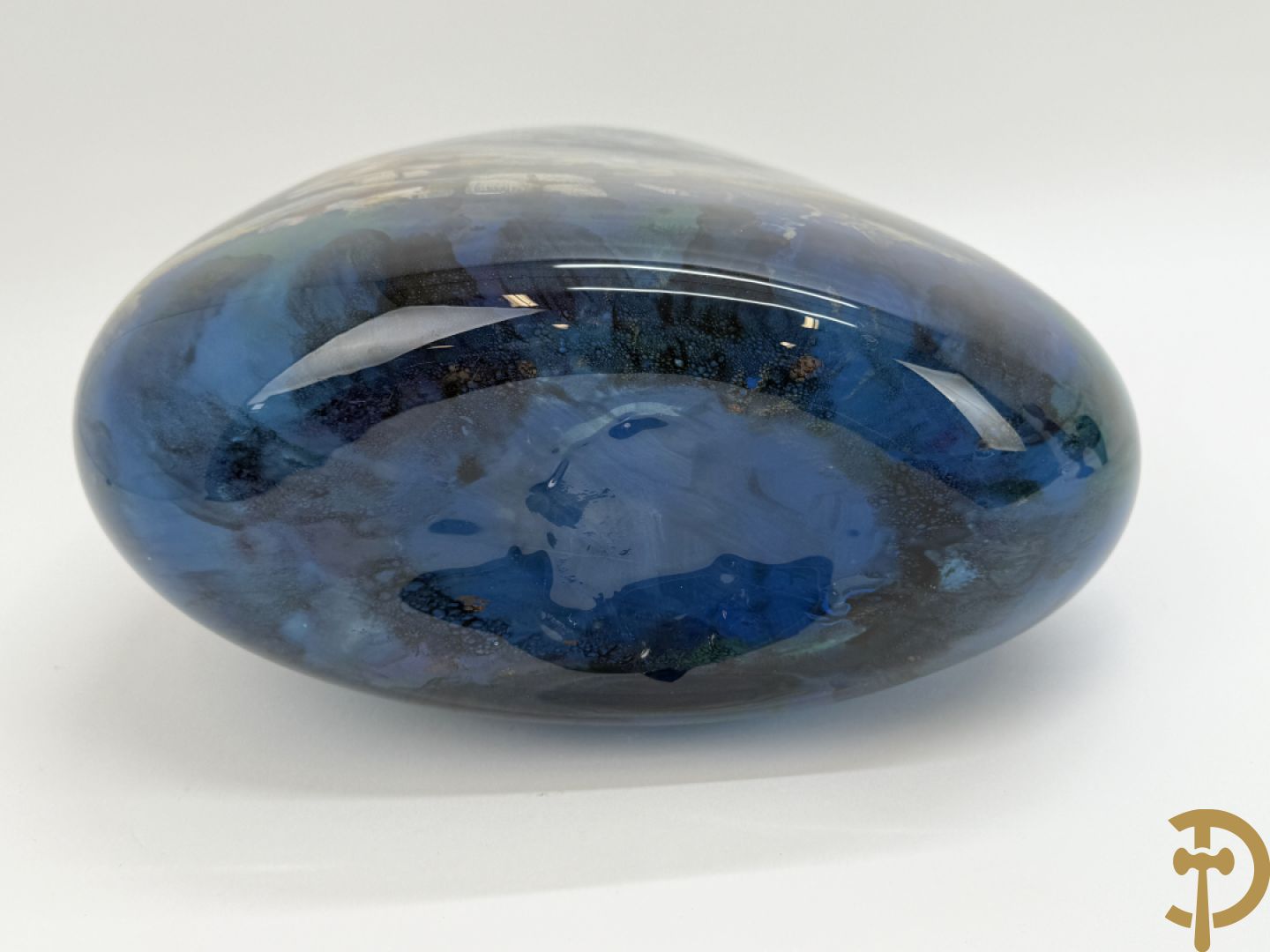 Ongetekend kleurrijke modernistische glaspasta vaas met impressionistisch landschapsdecor