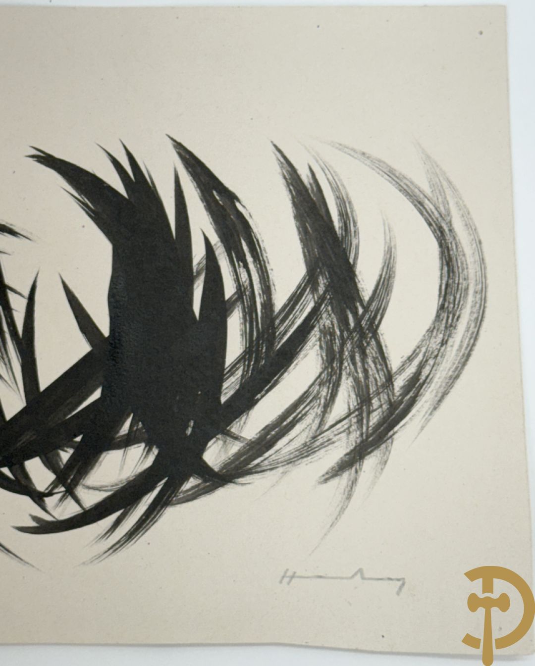 HARTUNG (Hans) getekend Moderne abstracte inkttekening + modern abstract werk inkttekening