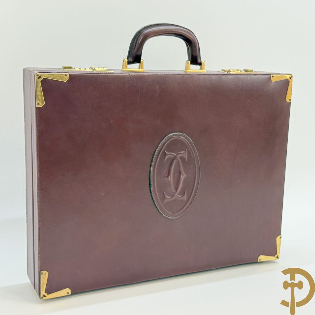 Bordeaux lederen aktentas Cartier + handtas Cartier
