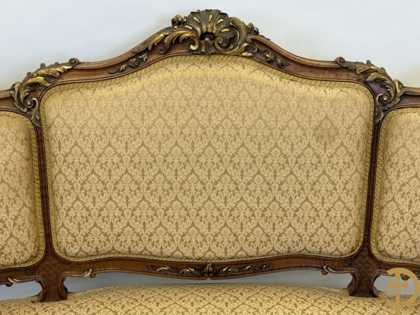 Notelaren Louis XV canapé en 2 armzetels met rocailles