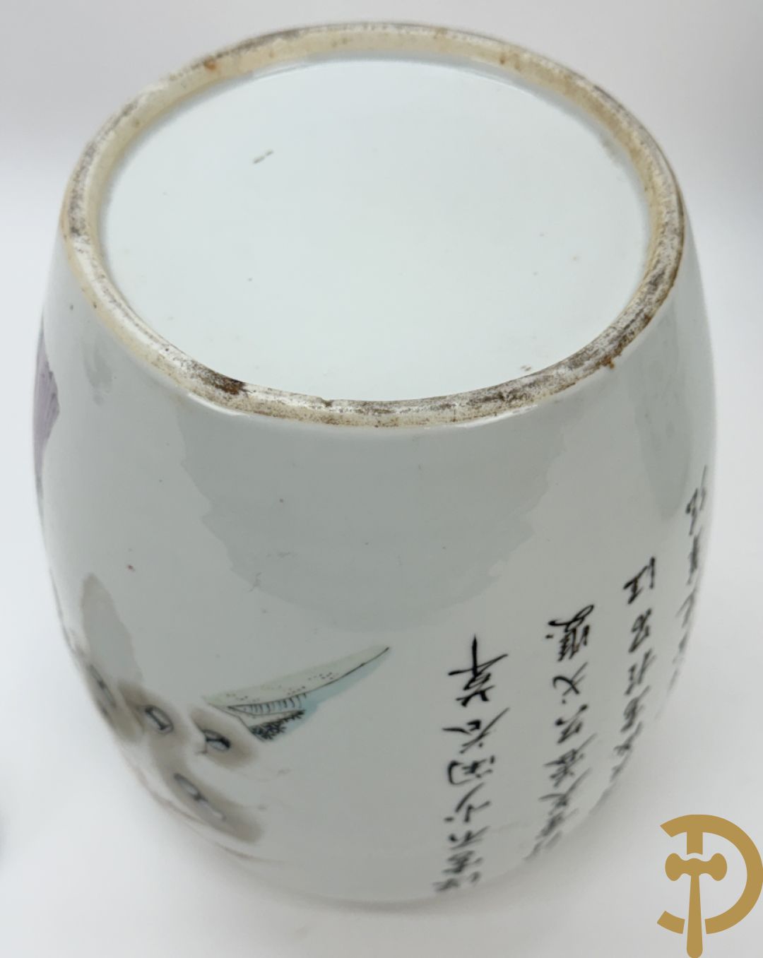 Chinese porseleinen dekselpotiche met vogel- en bloemendecor + Chinese porseleinen dekselkom met bloemen- en vogeldecor