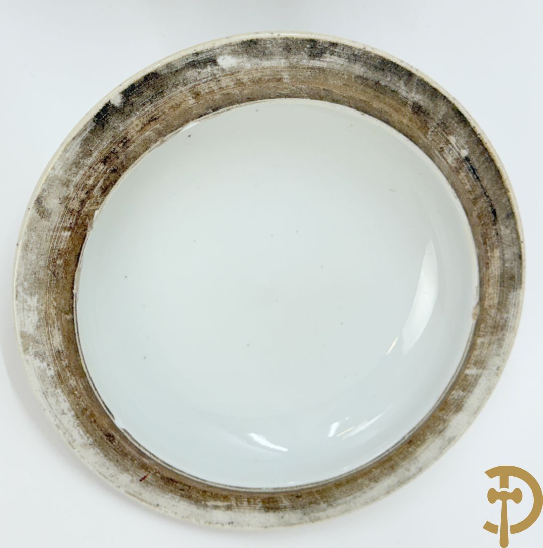 Chinese porseleinen dekselpotiche met vogel- en bloemendecor + Chinese porseleinen dekselkom met bloemen- en vogeldecor