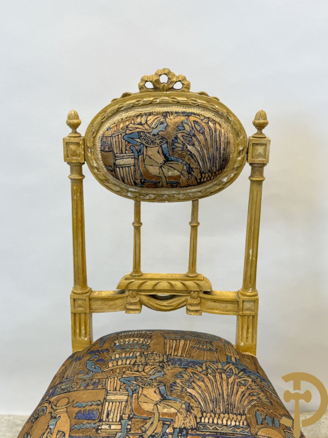 Vijfdelig gepolychromeerd Louis XVI salonensemble bestaande uit canapé, 2 fauteuils en 2 stoelen