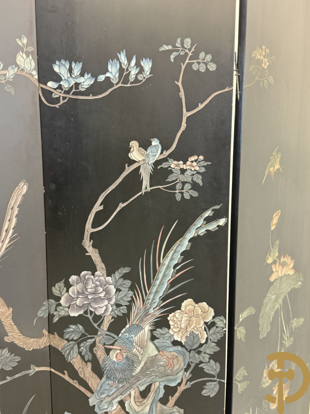 Vierdelige Chinese paravan met landschapsdecor