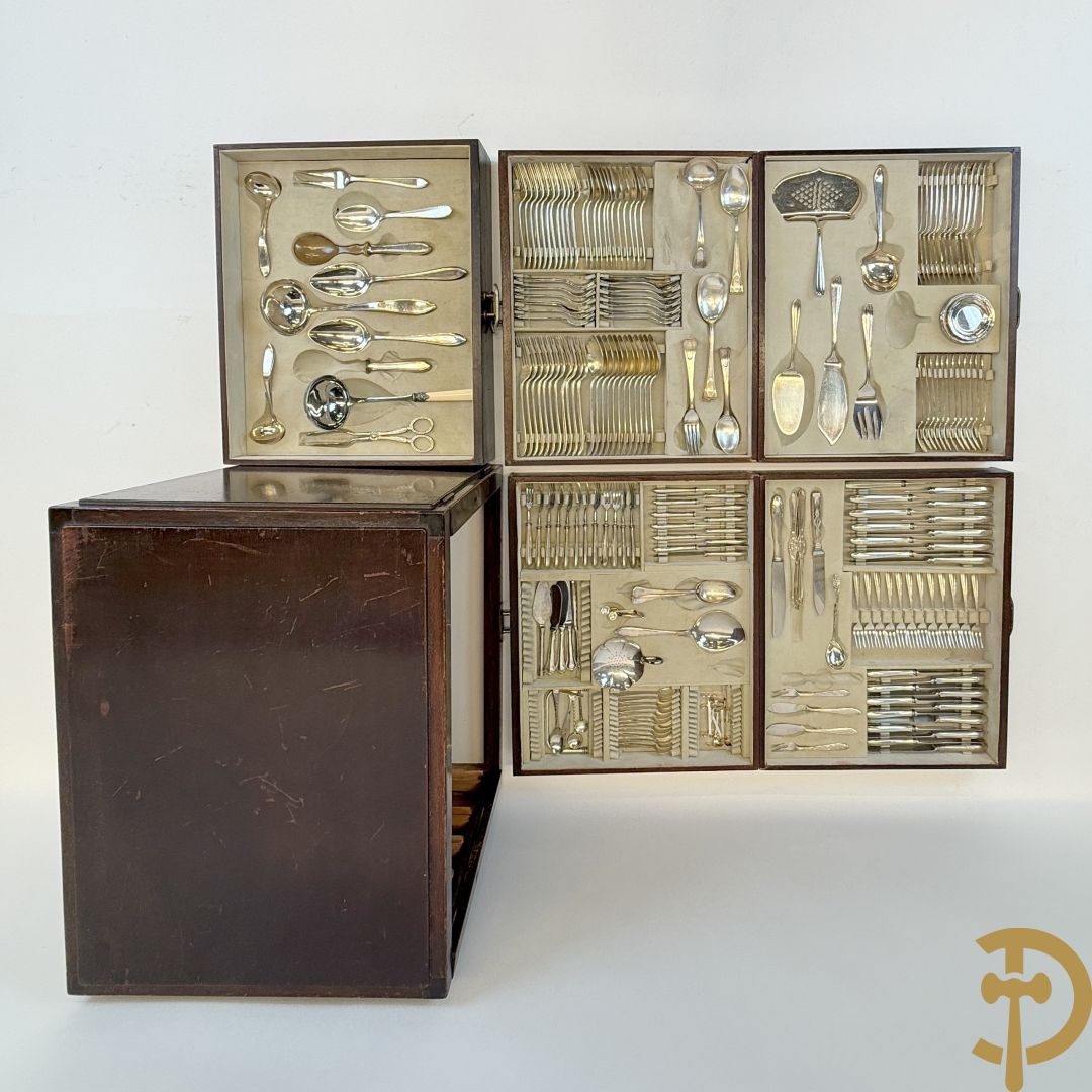 Art deco verzilverd bestek in koffer
