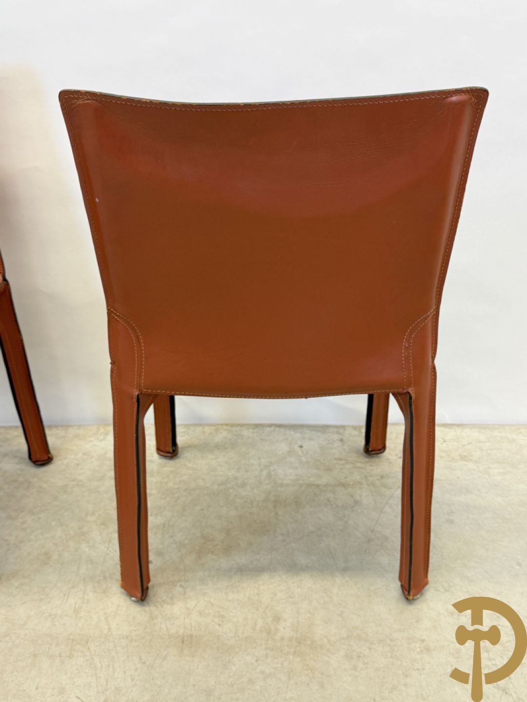 Zes lederen Cassina stoelen, 412 Cab Chairs, Mario Bellini