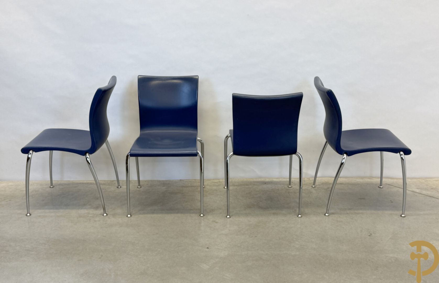 Set van vier vintage stoelen op chromé poten, Weisner Hager 