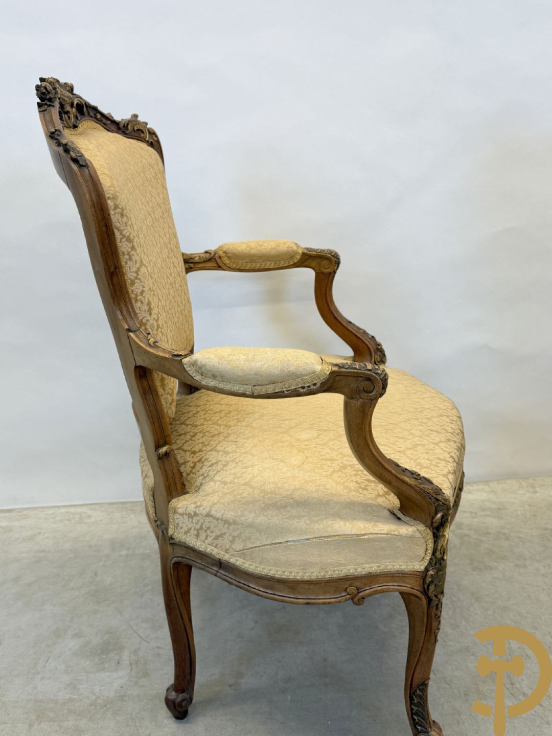 Notelaren Louis XV canapé en 2 armzetels met rocailles