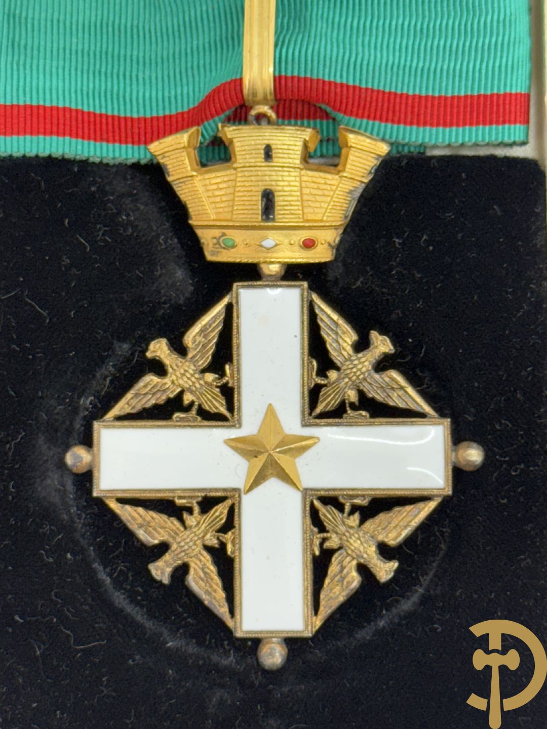 Groot ereteken in schrijn Ordine al Merito della Repubblica Italia Commendatore - met groen/rood lint
