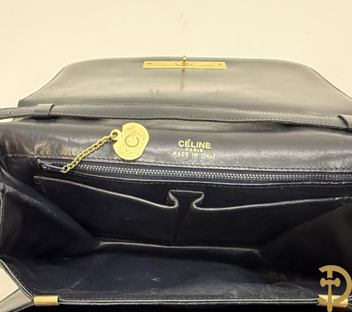 Blauw lederen vintage handtas van Celine