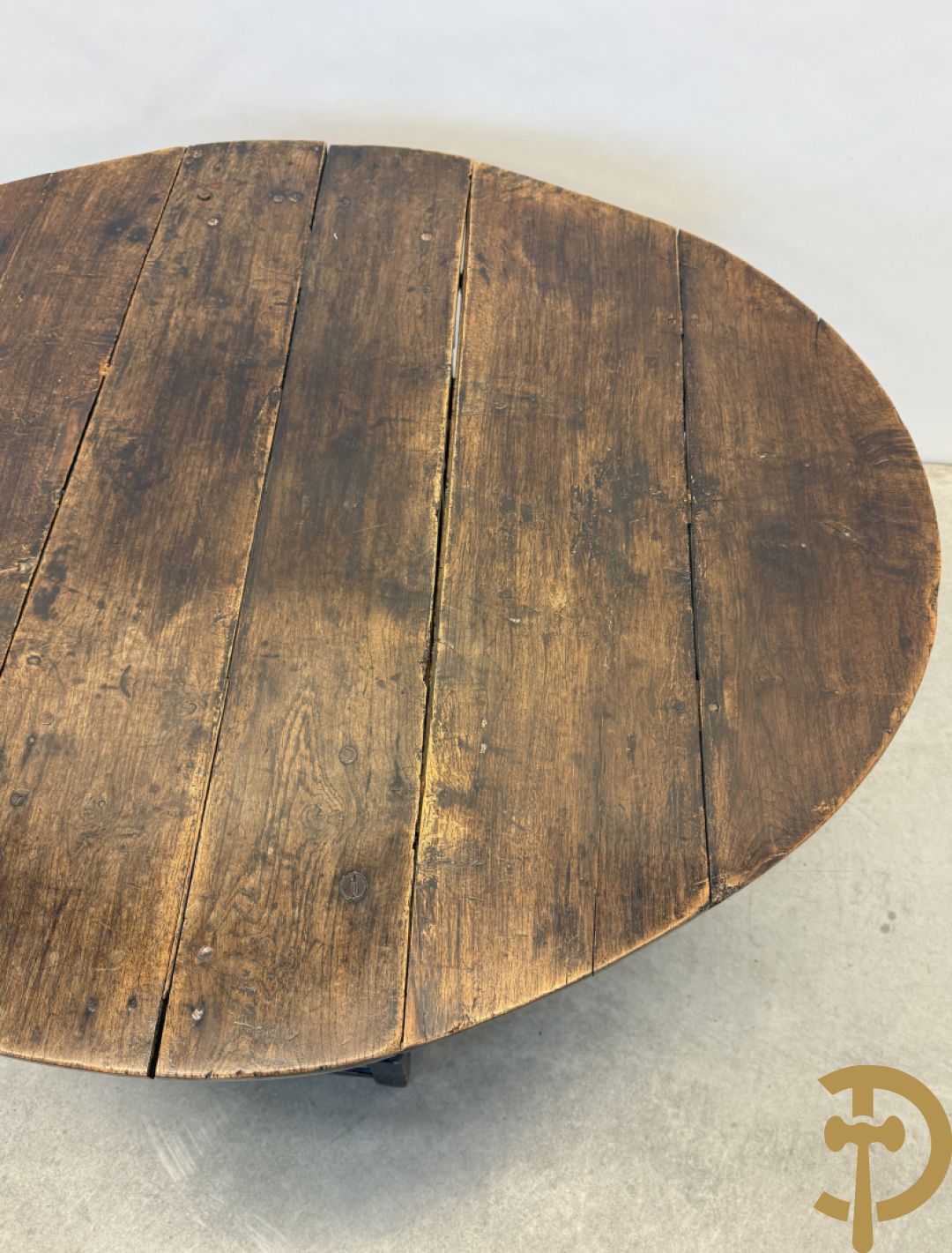 Massief eiken Engelse openklapbare gatelegg tafel met lade