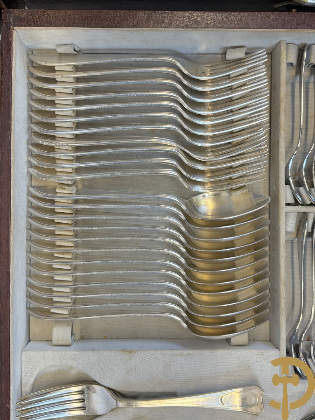 Art deco verzilverd bestek in koffer