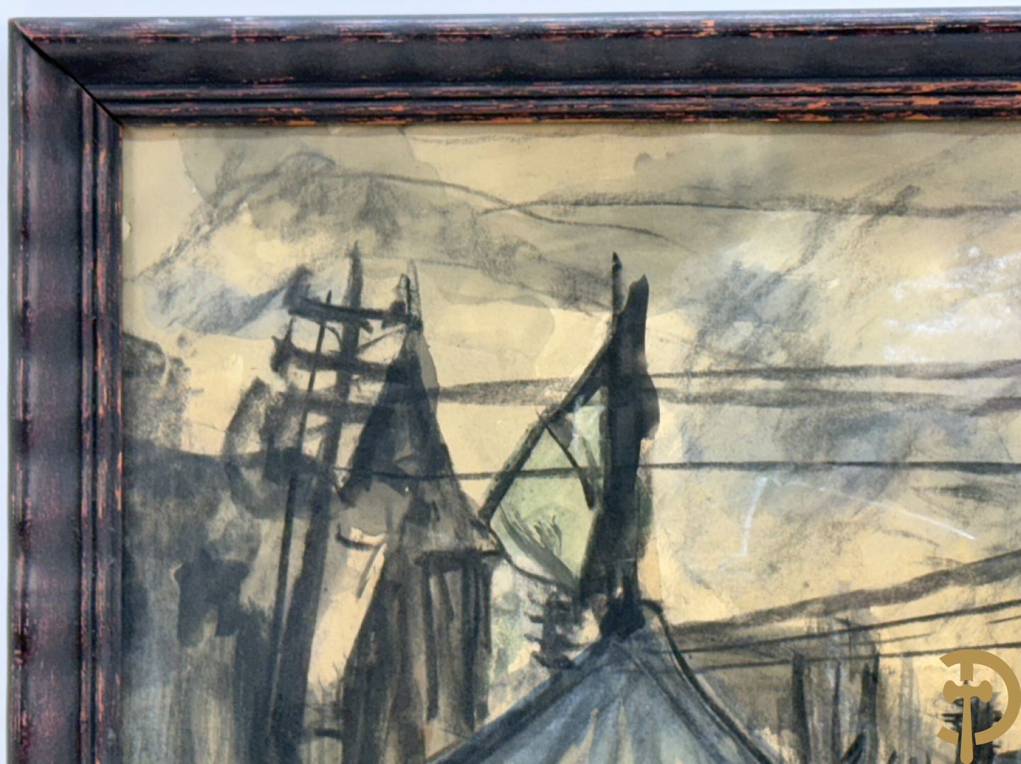 Onleesbaar getekend met monogram rechts boven Yper 9-8-29 