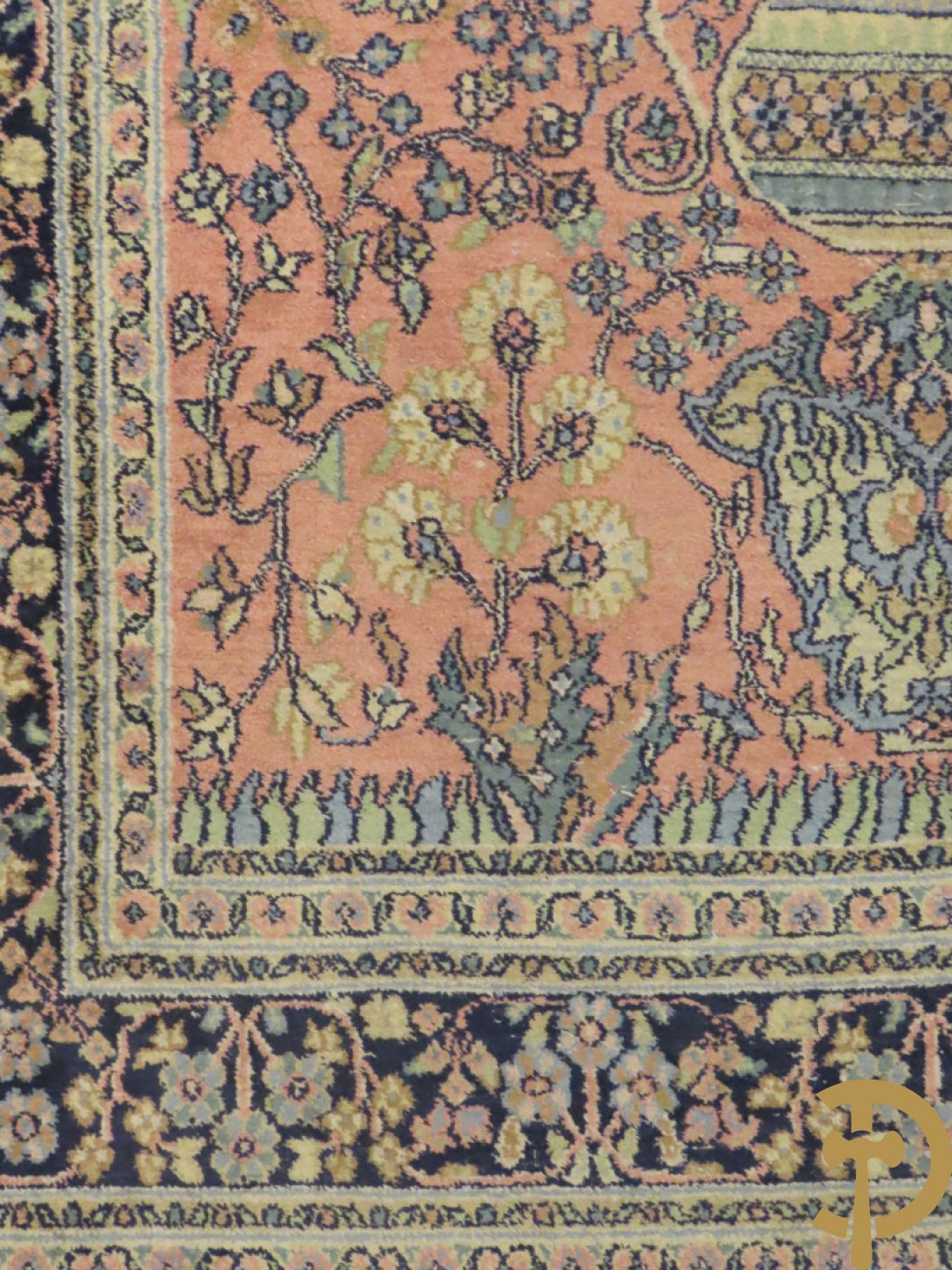 Oosters handgeknoopte loper zijde op katoen met amfoor en bloemenmotieven