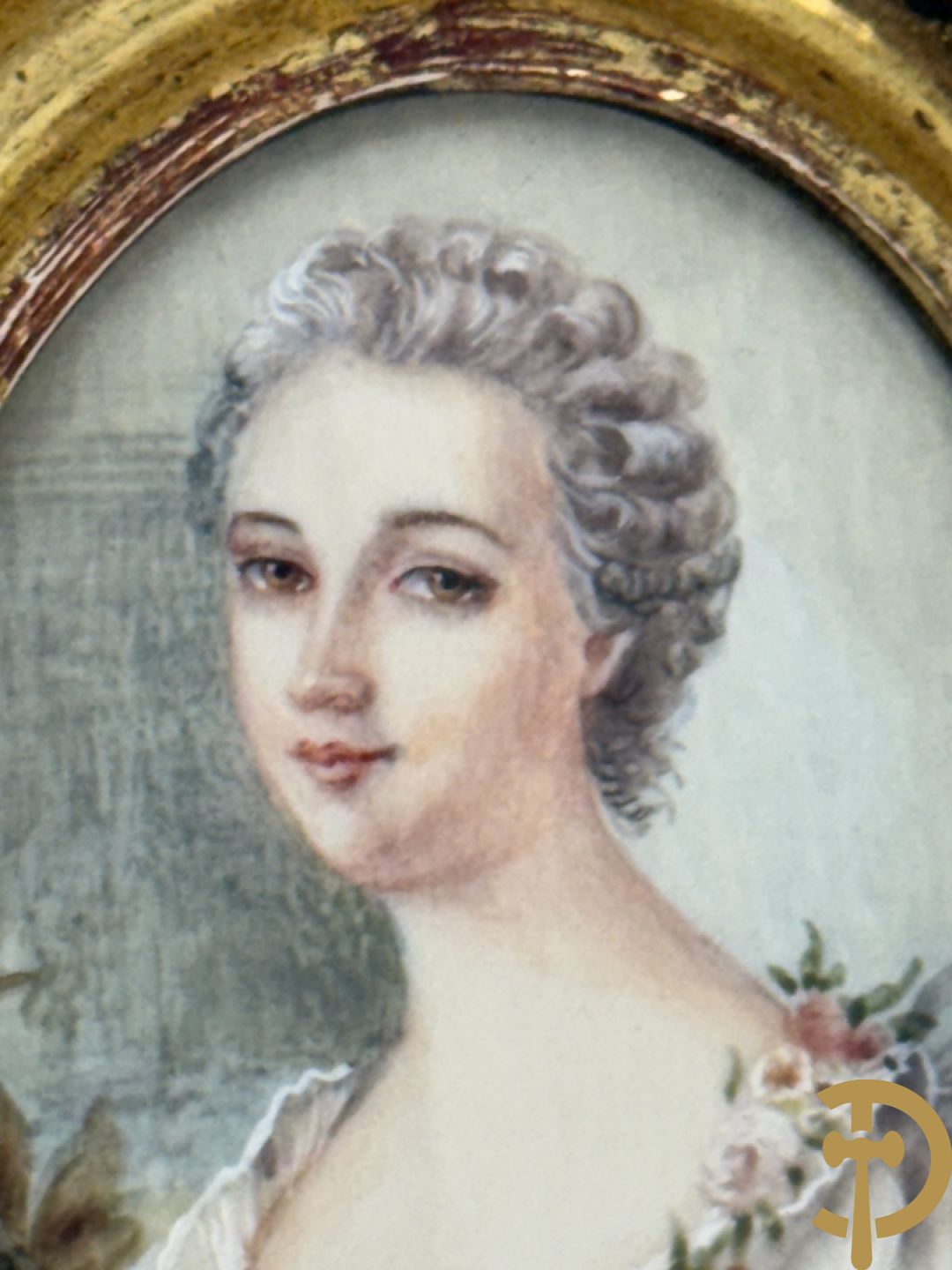 Vijf miniaturen met damersportretten en romantische scène, waarvan 4 getekend : de Roussely, Canova, Siluce ? en Domery ?