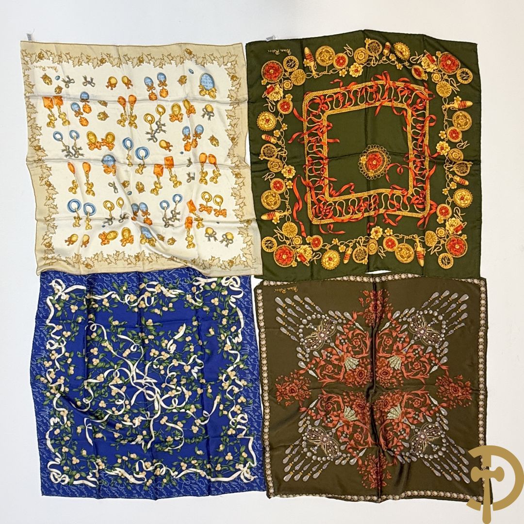 Vier foulards Nina Ricci (nooit gedragen komt uit winkel restant)