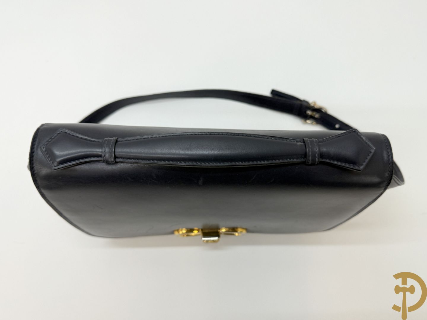 Blauw lederen vintage handtas van Celine