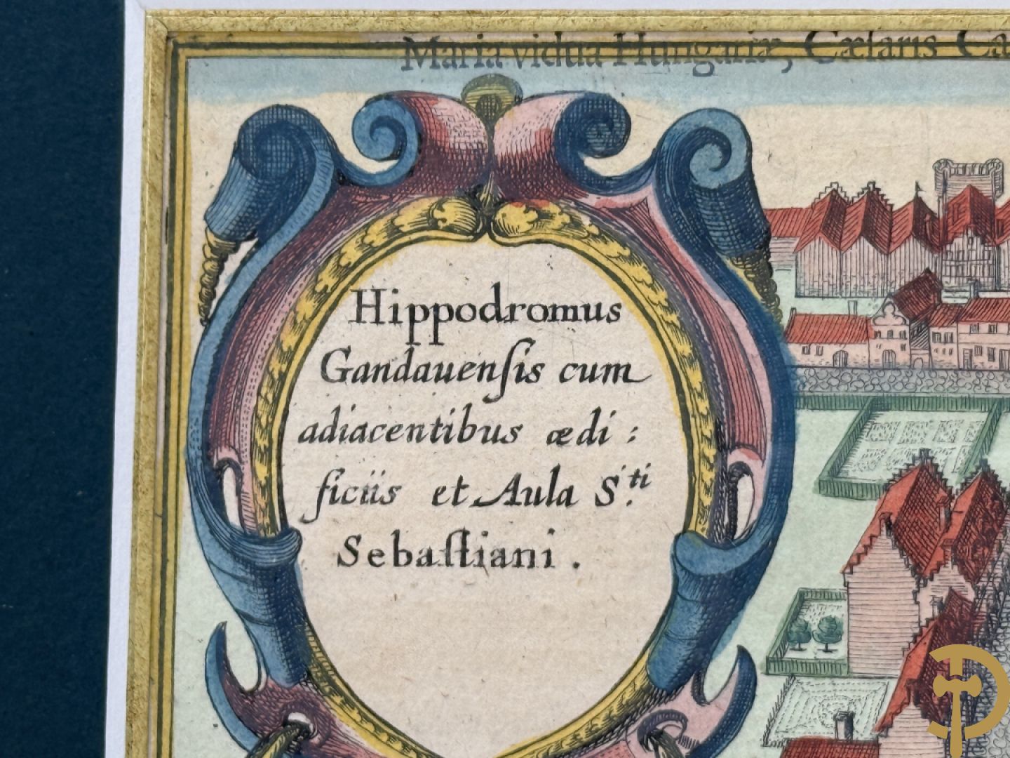 Handgekleurde kopergravure van de Kouter Gent uit Sanderus + handgekleurde kopergravure van Gravensteen uit Sanderus