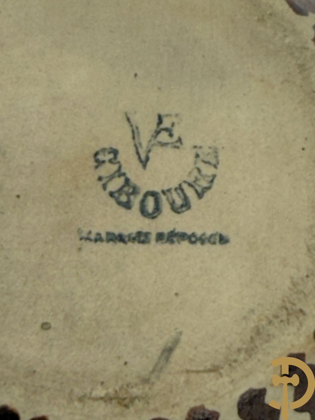 Vaasje in Grès met handbeschilderd geanimeerd landschapsdecor met herder en kudde, Ciboure Garcia de Diego