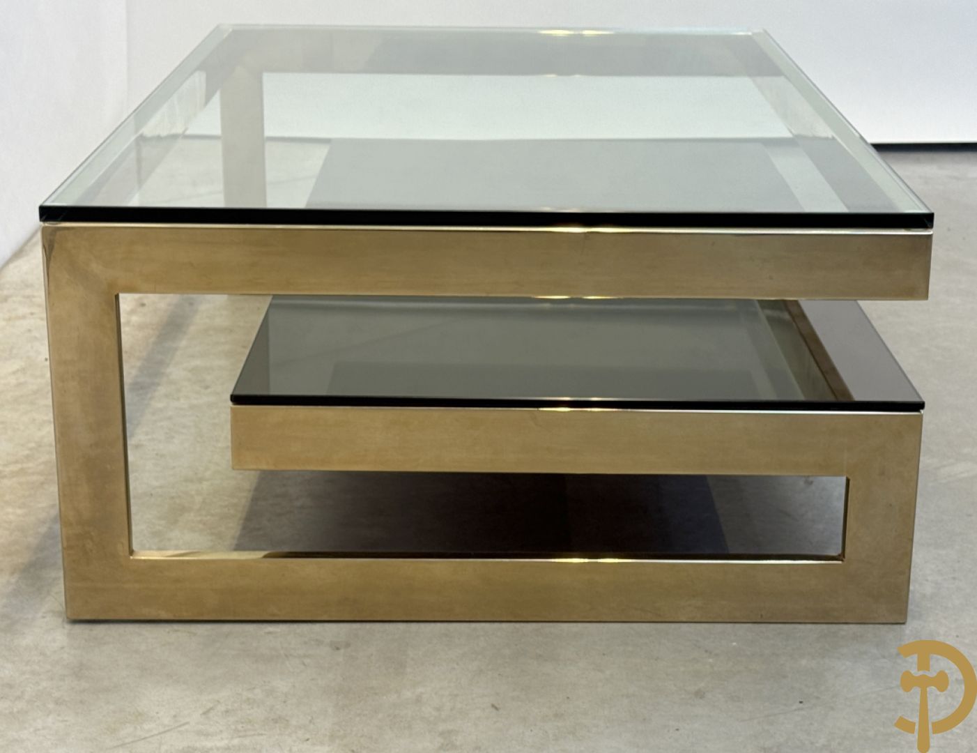 Koperen Belgochrome salontafel, G-form