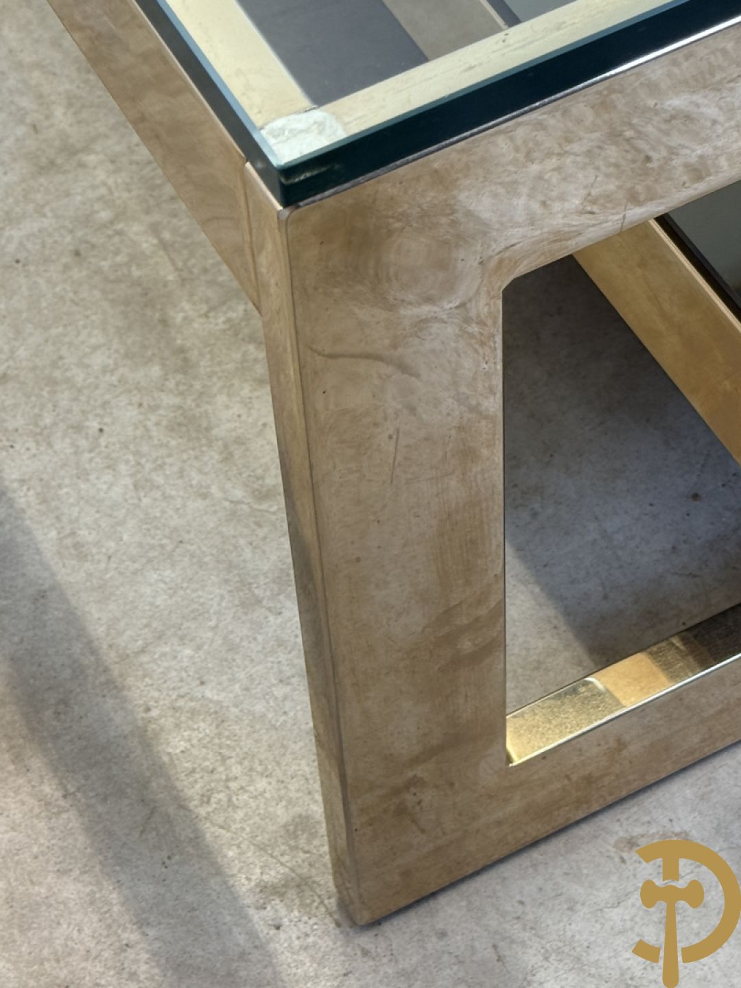 Koperen Belgochrome salontafel, G-form