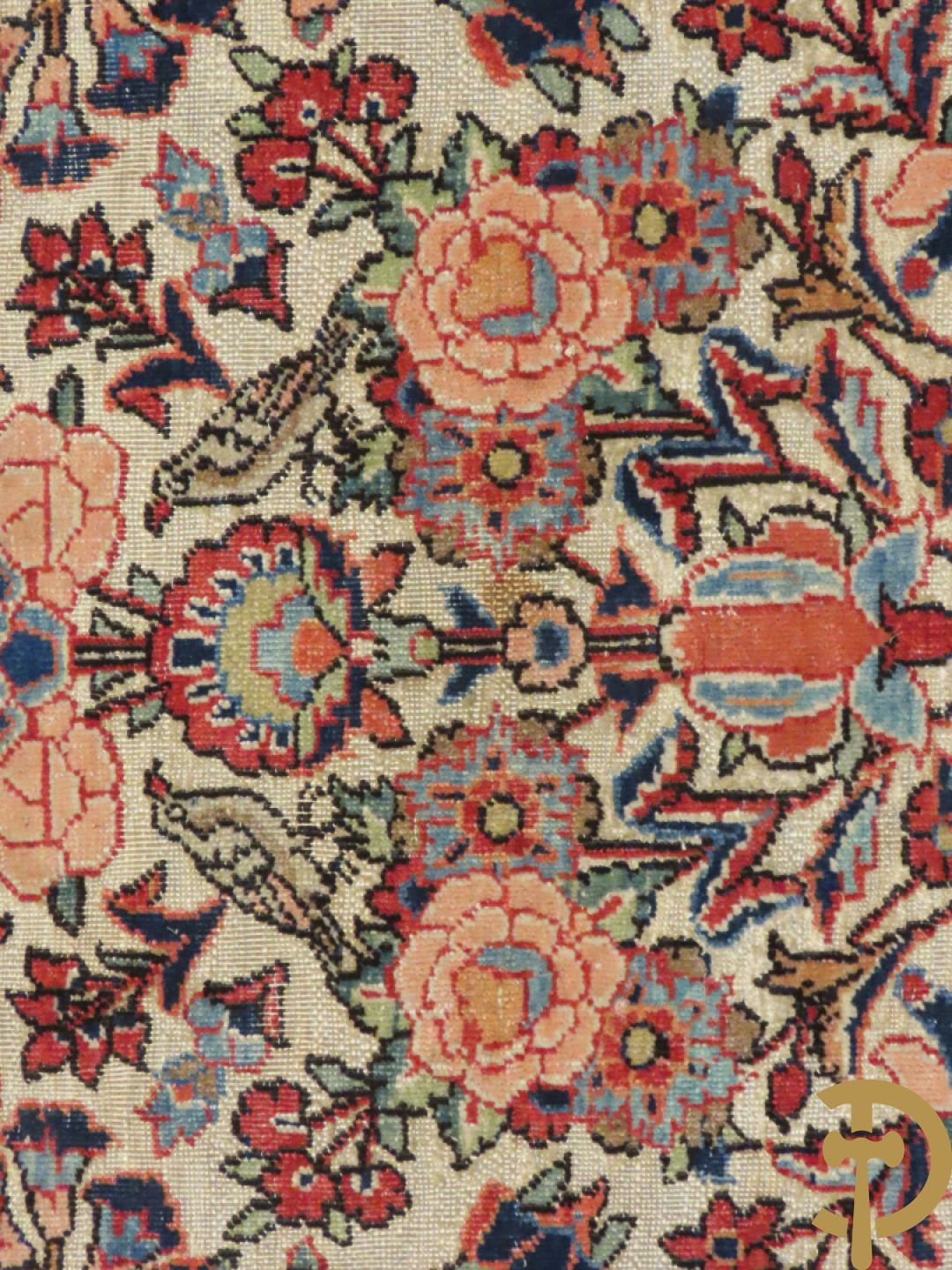 Oosters handgeknoopt tapijt Tabriz met amfoor, bloemen en levensboom