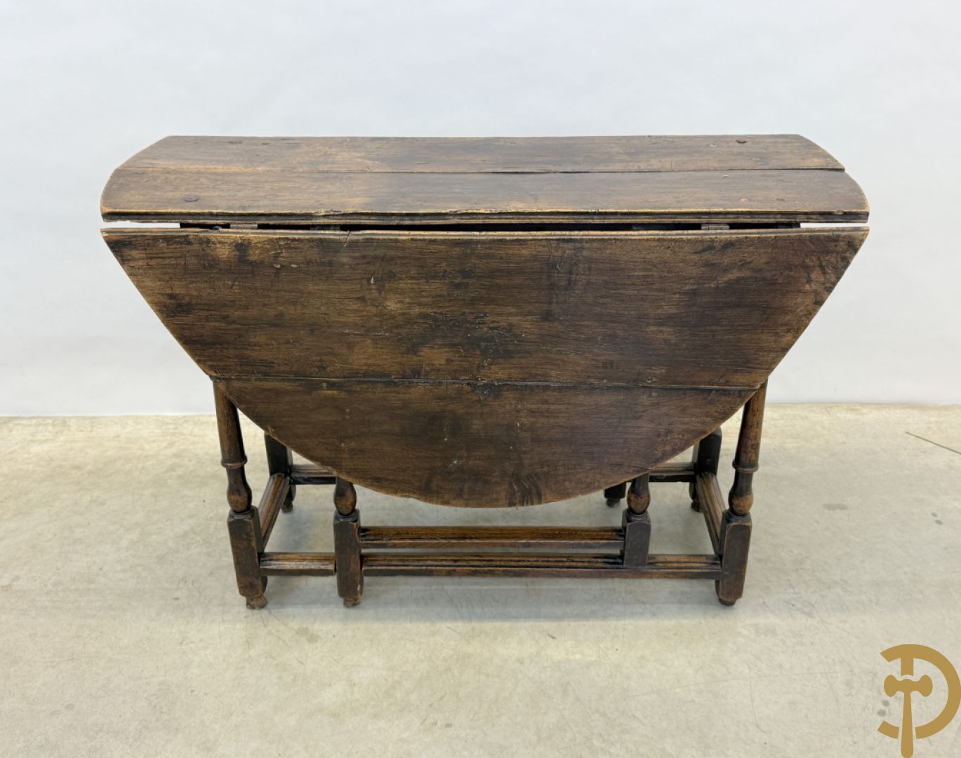 Massief eiken Engelse openklapbare gatelegg tafel met lade