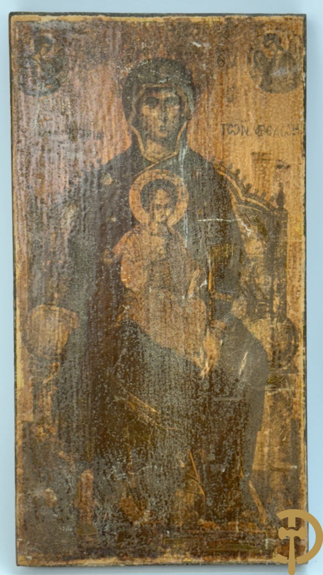 Ikoon met voorstelling van Madonna met kind + ikoon met voorstelling van engel Gabriël