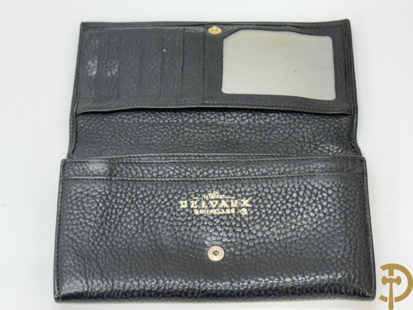 Twee vintage Delvaux handtassen (zwart en bruin) + geldbeugel + lege doosjes