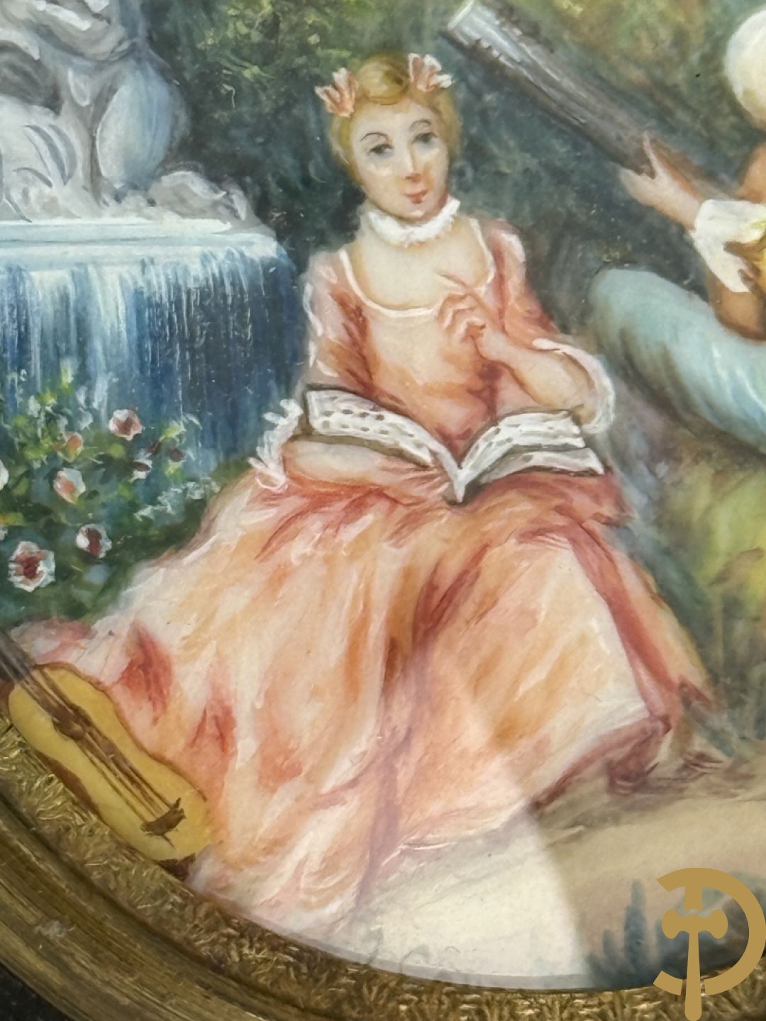 Vijf miniaturen met damersportretten en romantische scène, waarvan 4 getekend : de Roussely, Canova, Siluce ? en Domery ?