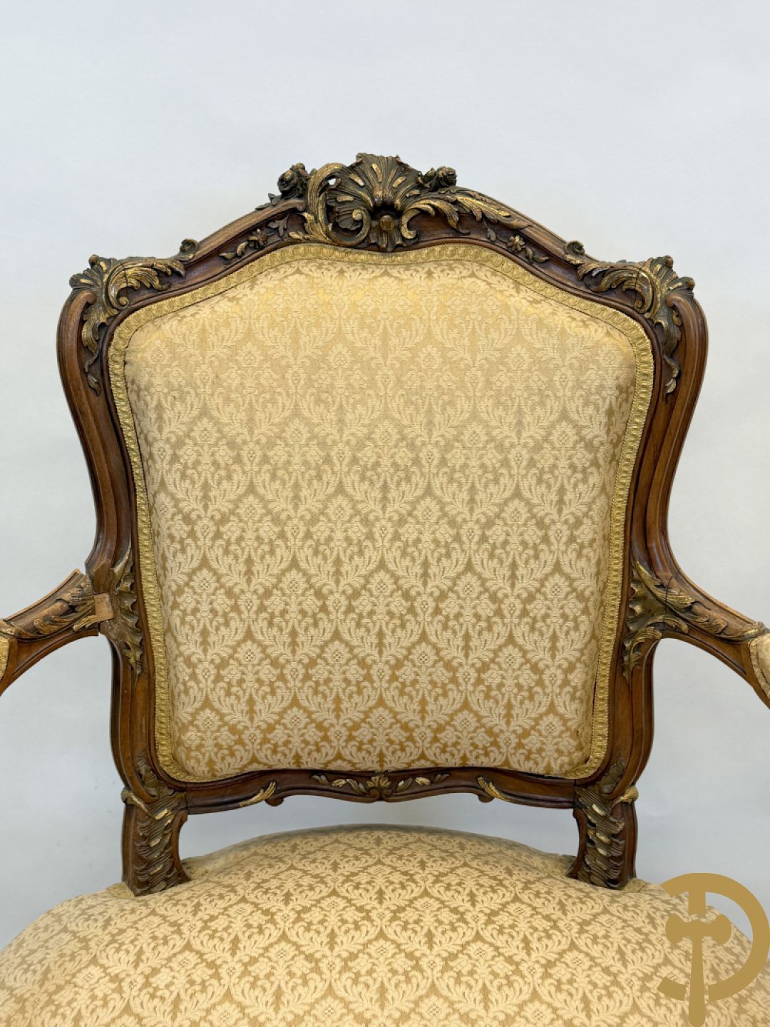 Notelaren Louis XV canapé en 2 armzetels met rocailles