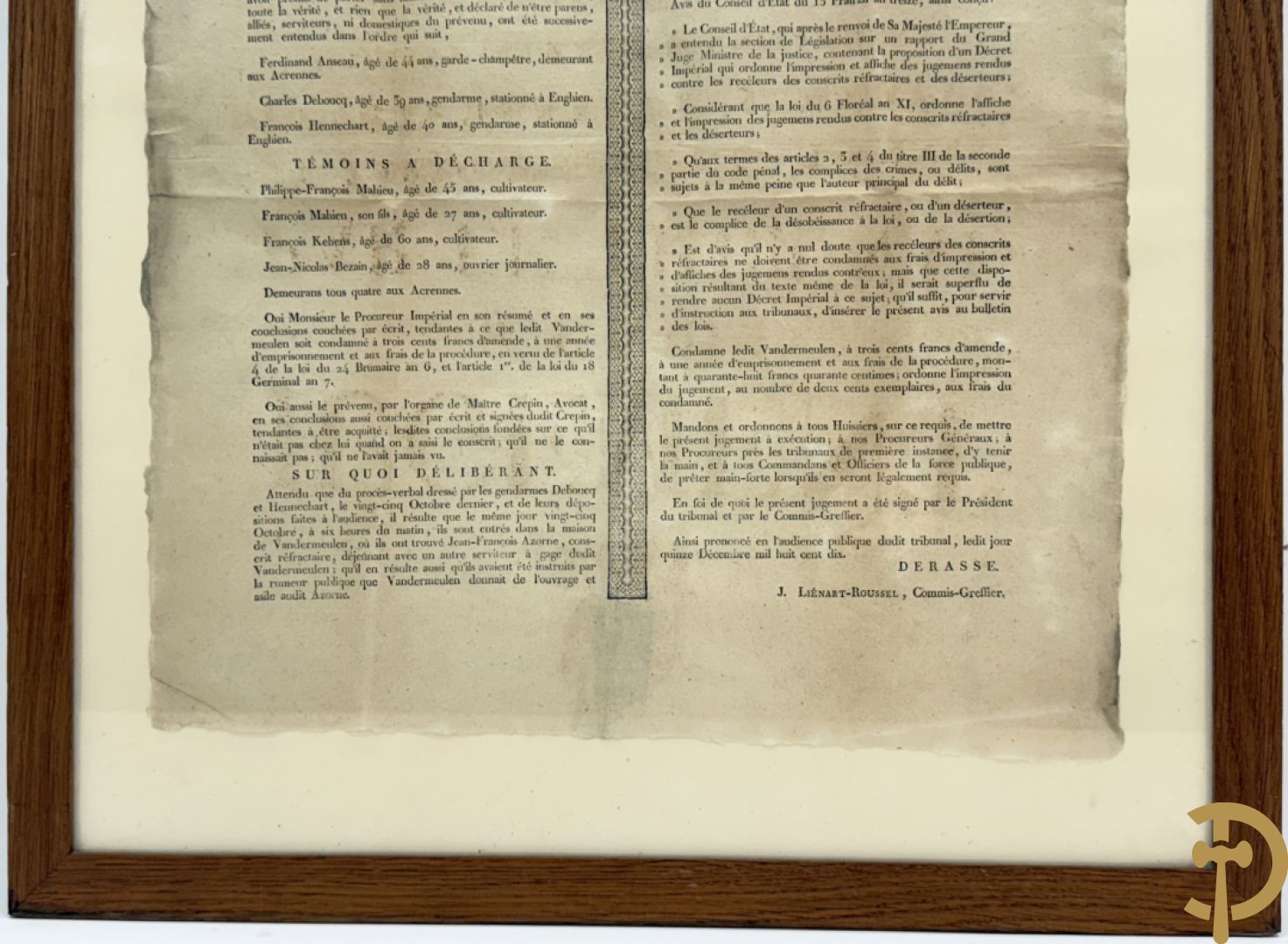 Antiek document uit de Empire periode 