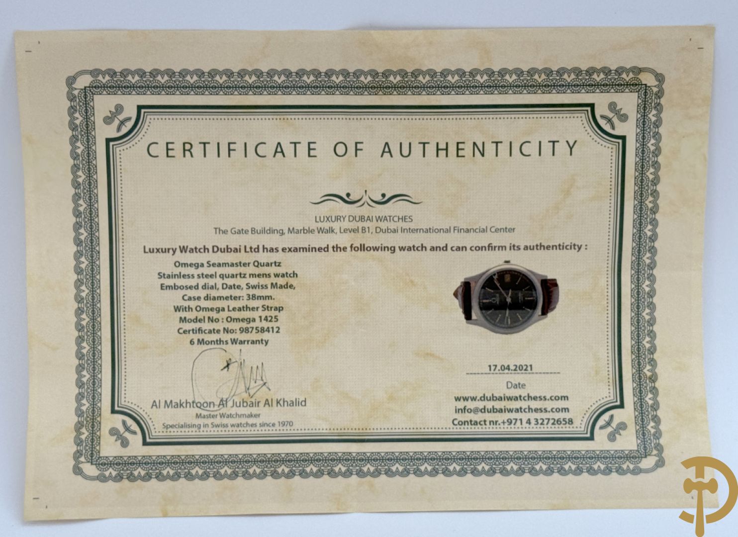 Vintage Omega herenuurwerk Seamaster Quartz, model 1425