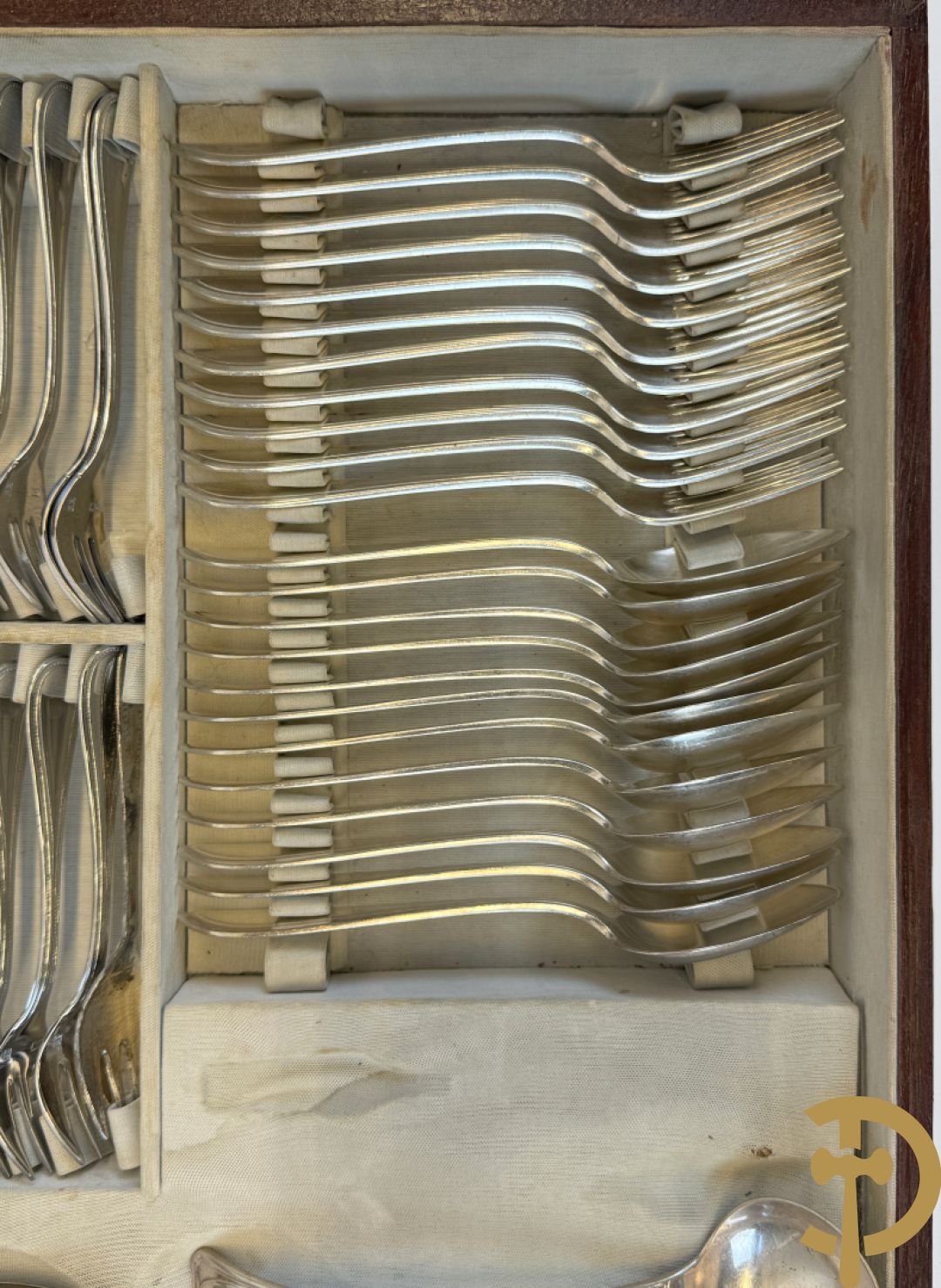 Art deco verzilverd bestek in koffer