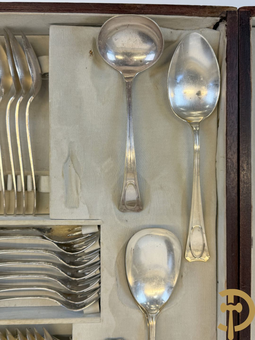 Art deco verzilverd bestek in koffer