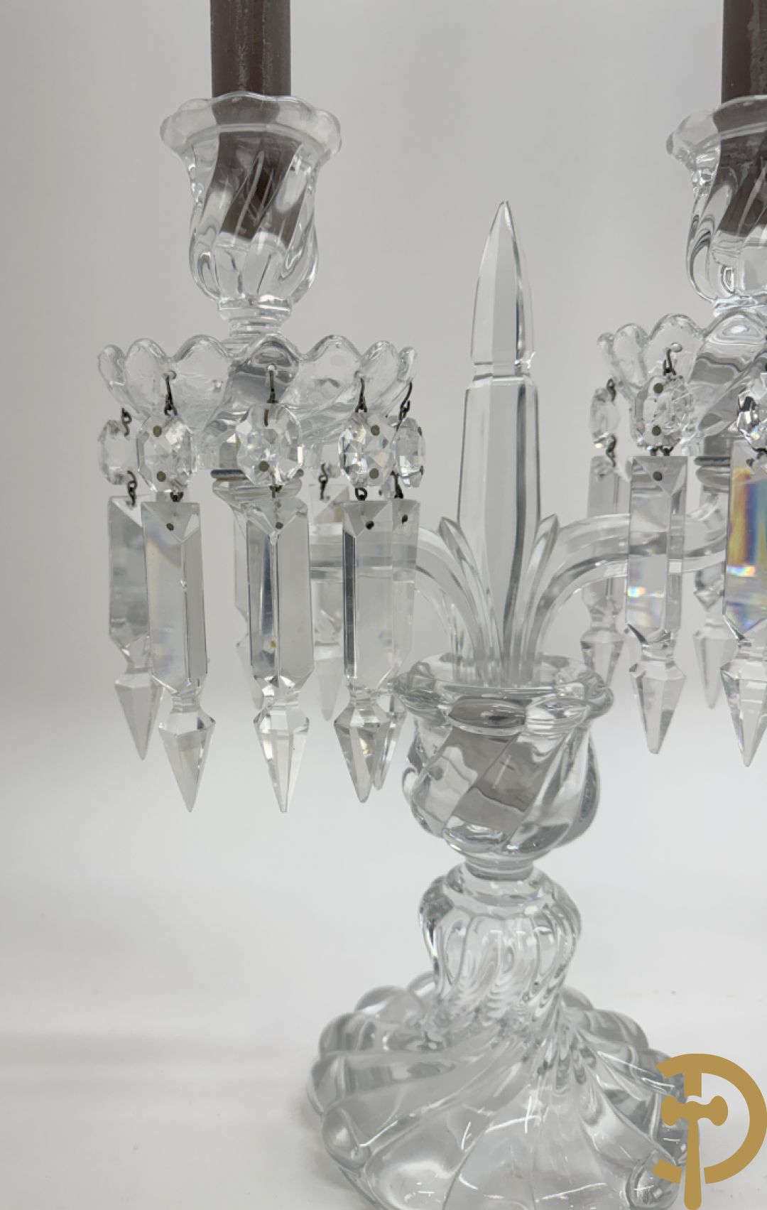 Paar kandelaars in helder kristal, Baccarat