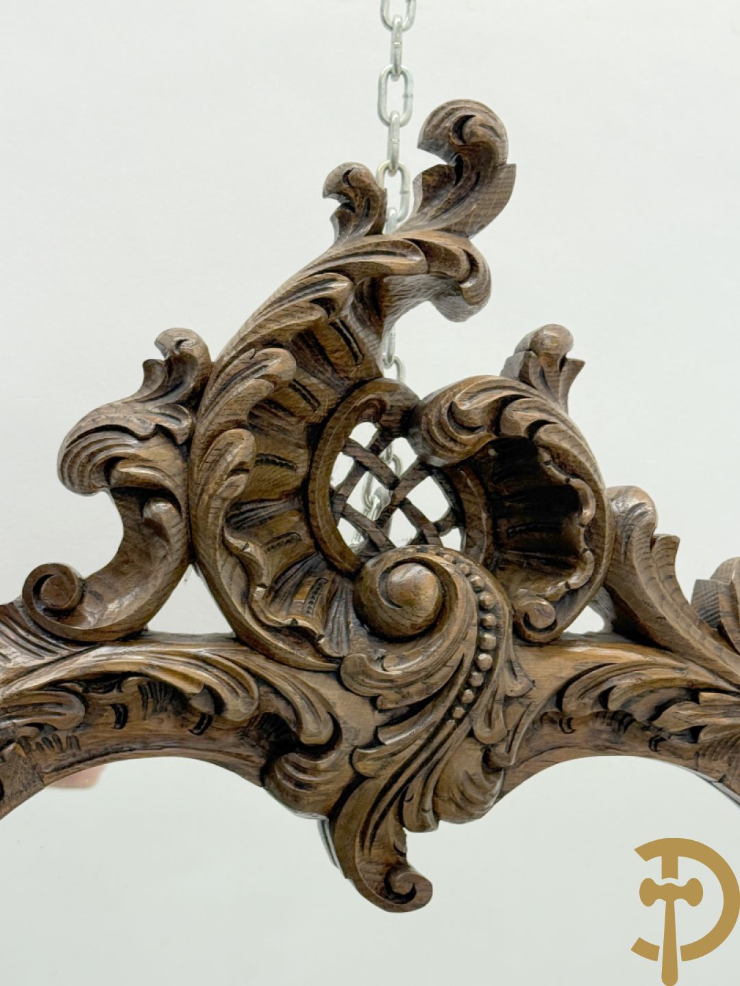 Eiken Louis XV spiegel met rocailles bezet