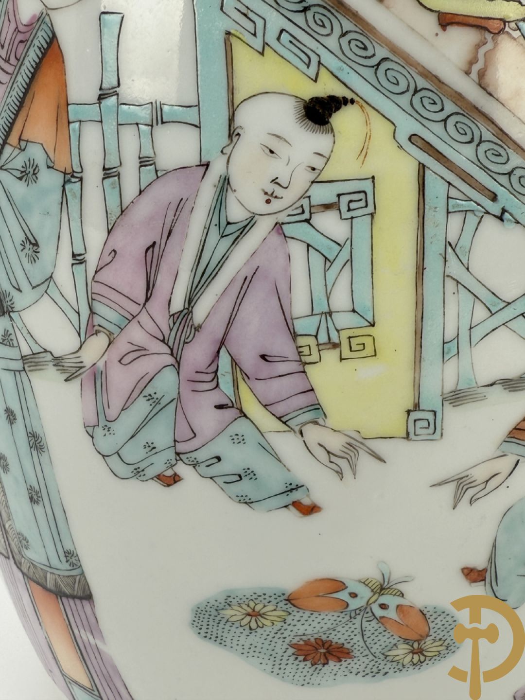 Chinese porseleinen dekselpotiche met vogel- en bloemendecor + Chinese porseleinen dekselkom met bloemen- en vogeldecor