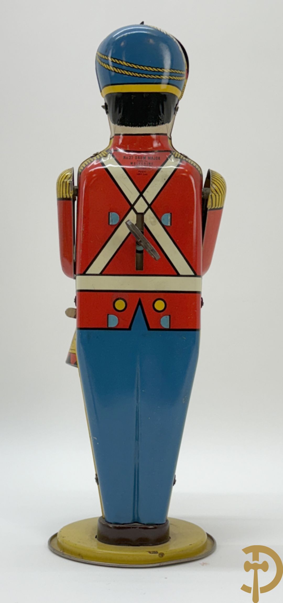 Antieke Engelse speelgoedtrommelaar, Drum Major made by Wolvering supply by Pittsburgh