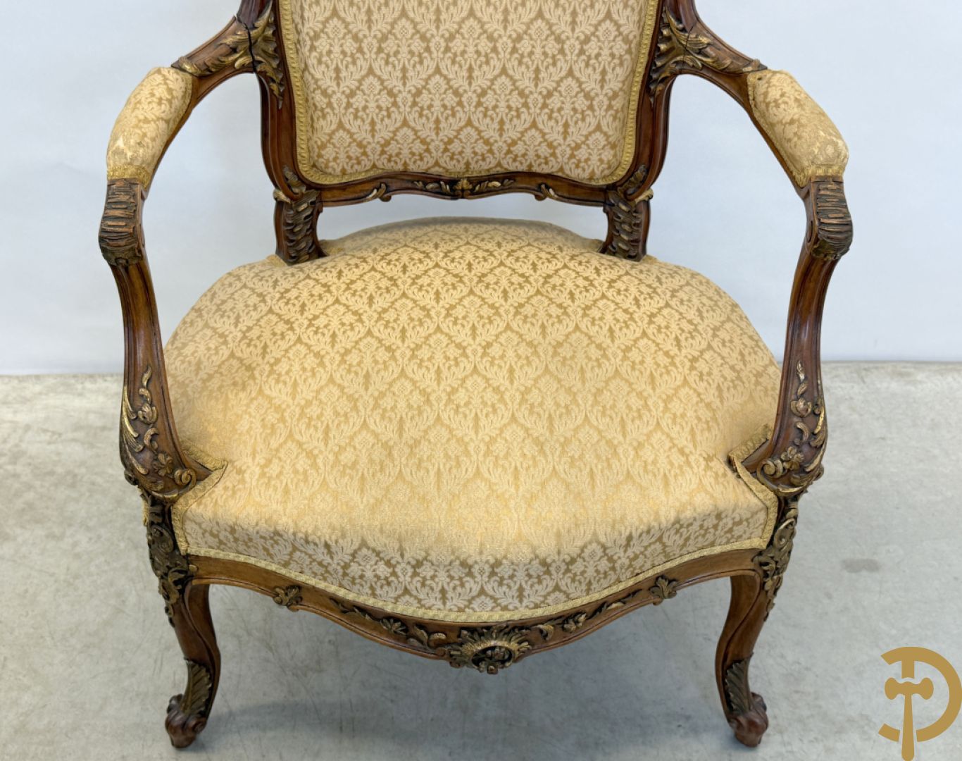 Notelaren Louis XV canapé en 2 armzetels met rocailles