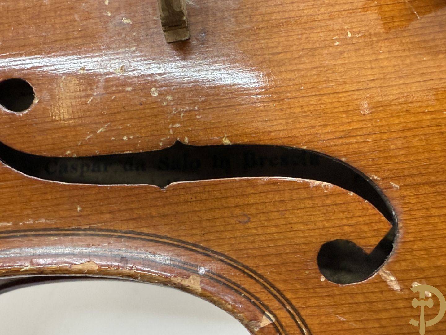 Oude viool, Caspar Da Salo N. Brescia getekend binnenin