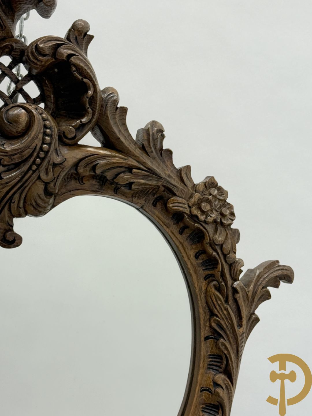 Eiken Louis XV spiegel met rocailles bezet