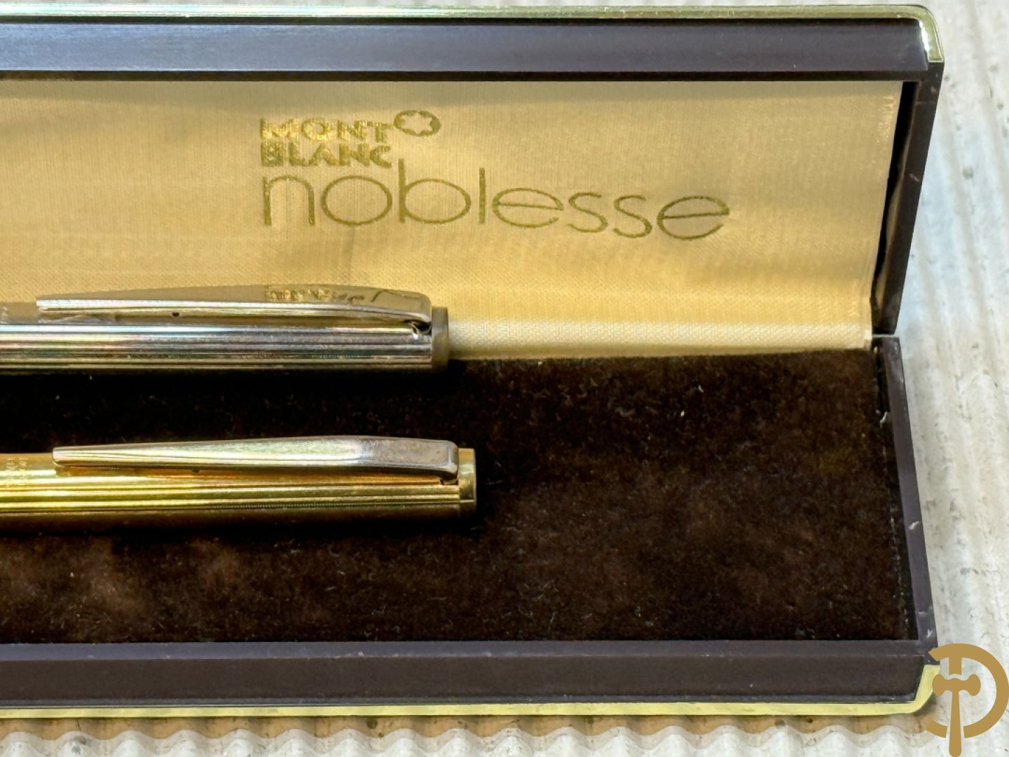 Vergulde en verzilverde vulpen Mont blanc, met gemerkte pen