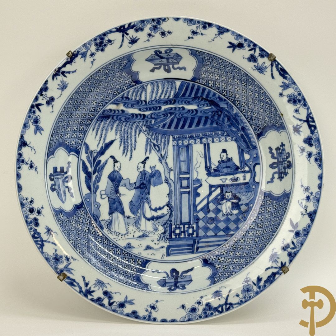 Chinese blauw/wit porseleinen schotel 