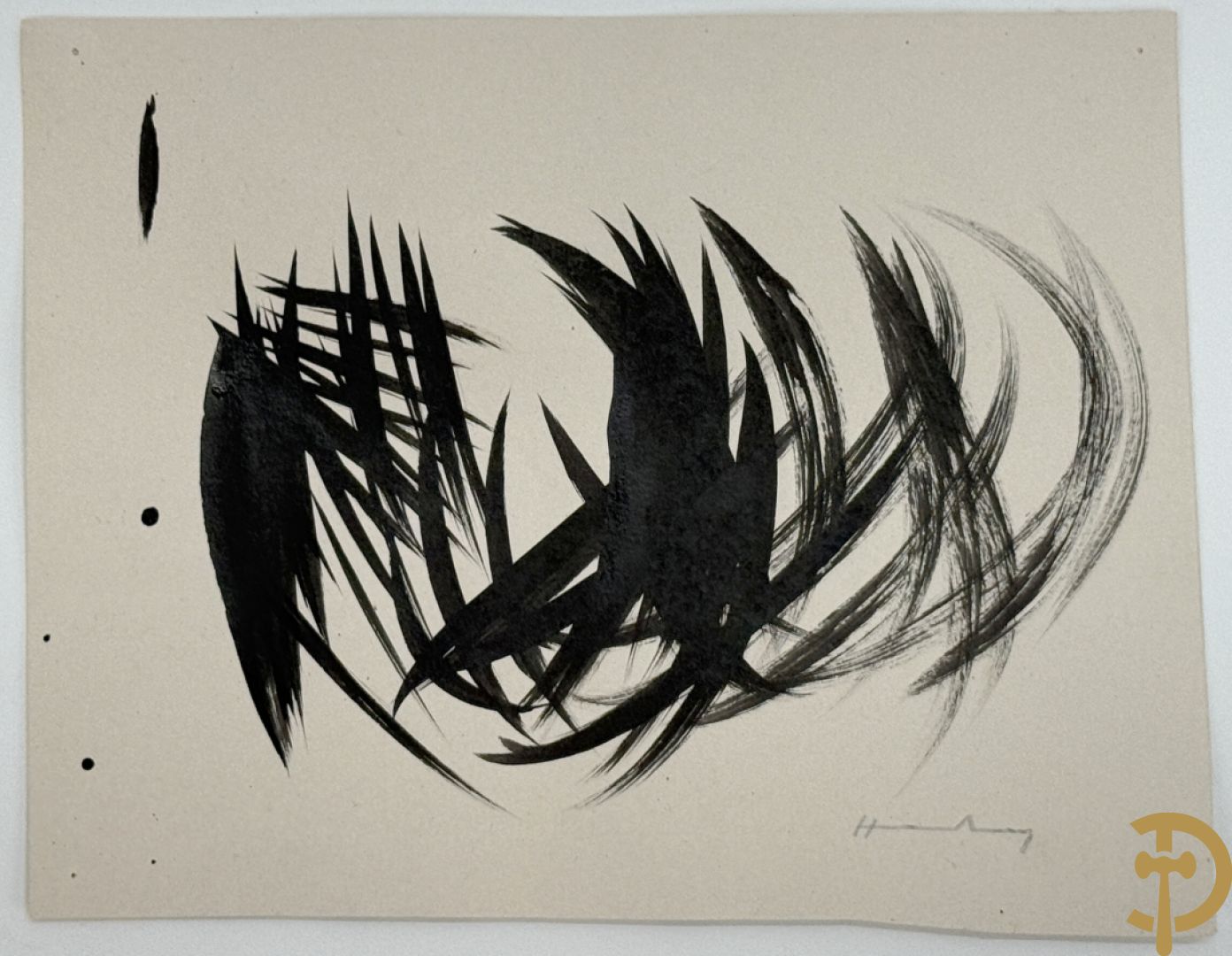 HARTUNG (Hans) getekend Moderne abstracte inkttekening + modern abstract werk inkttekening